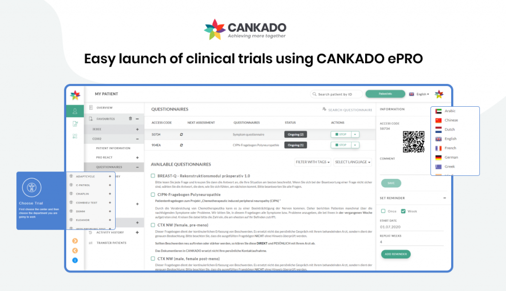 Easy launch clinical trials with CANKADO ePRO